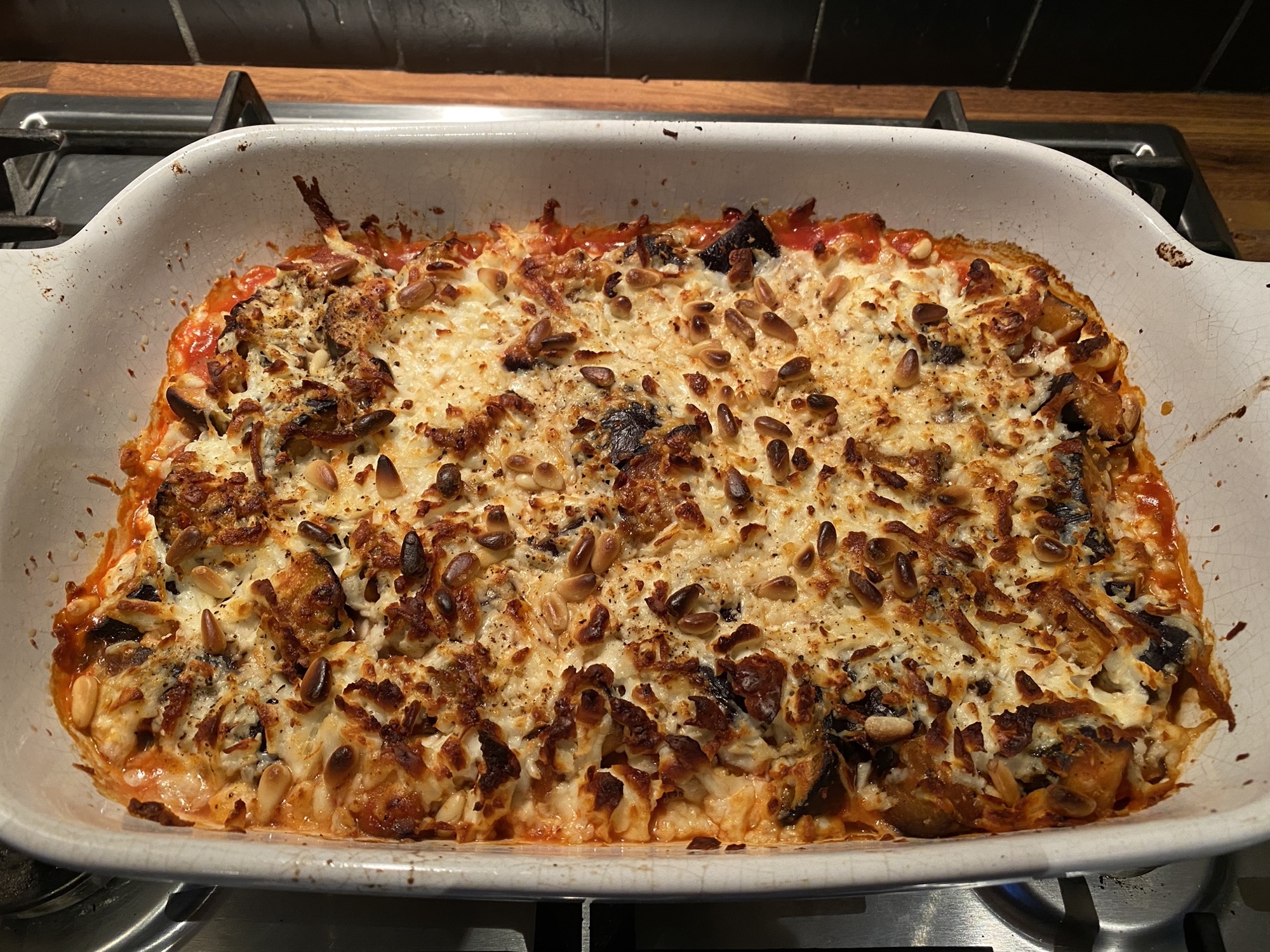Baked Aubergine & Chickpea Gratin