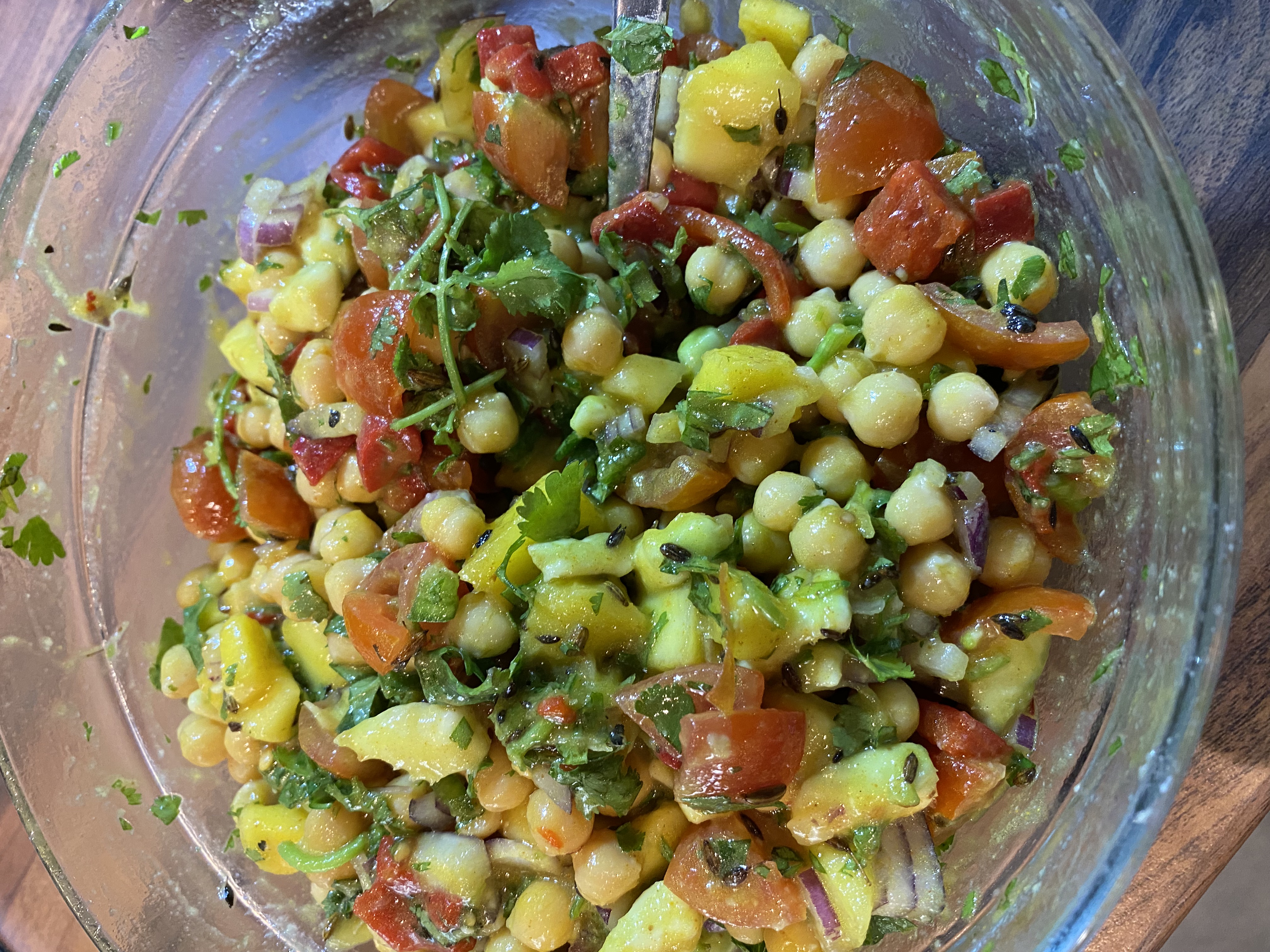 Sea Bass, Mango & Chickpea Salad