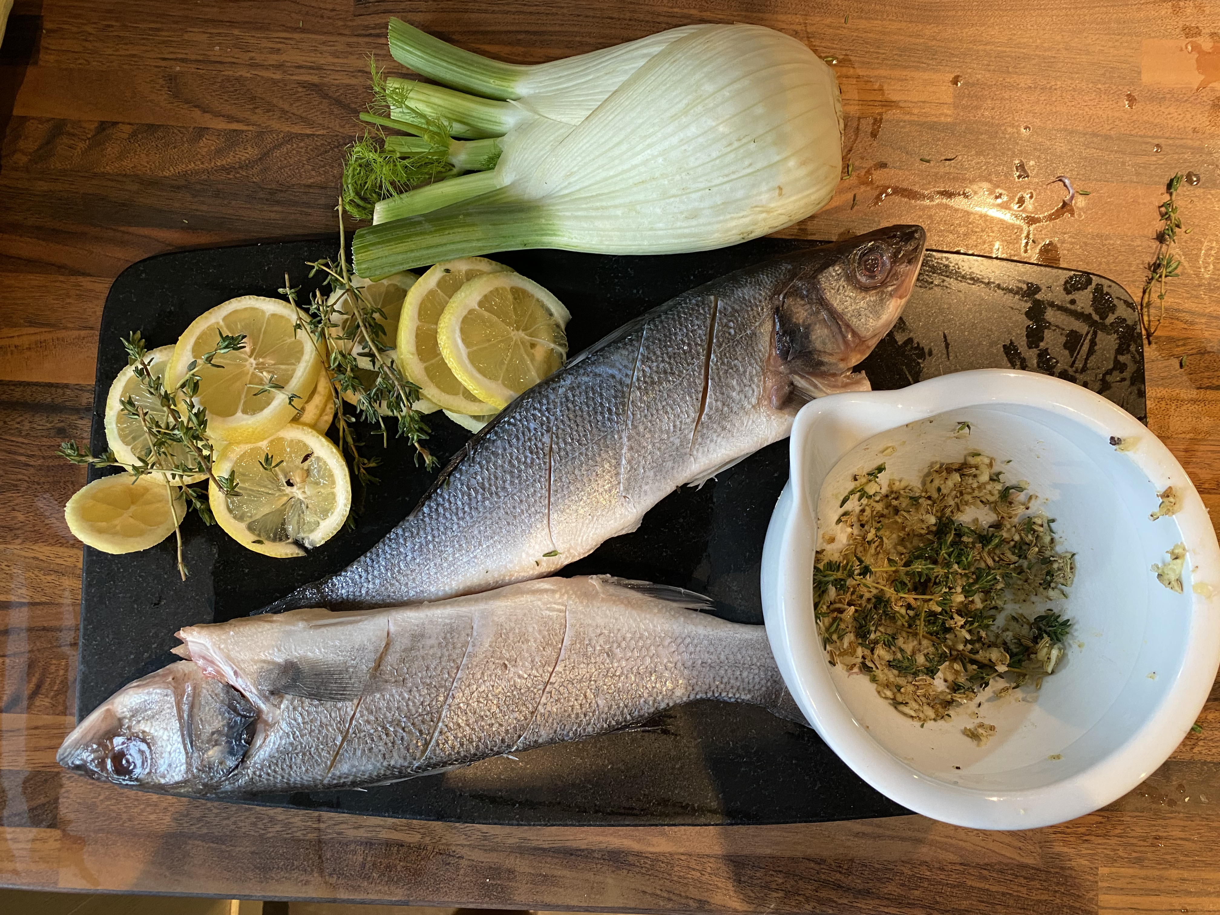Whole Sea Bass with Fennel & Lemon