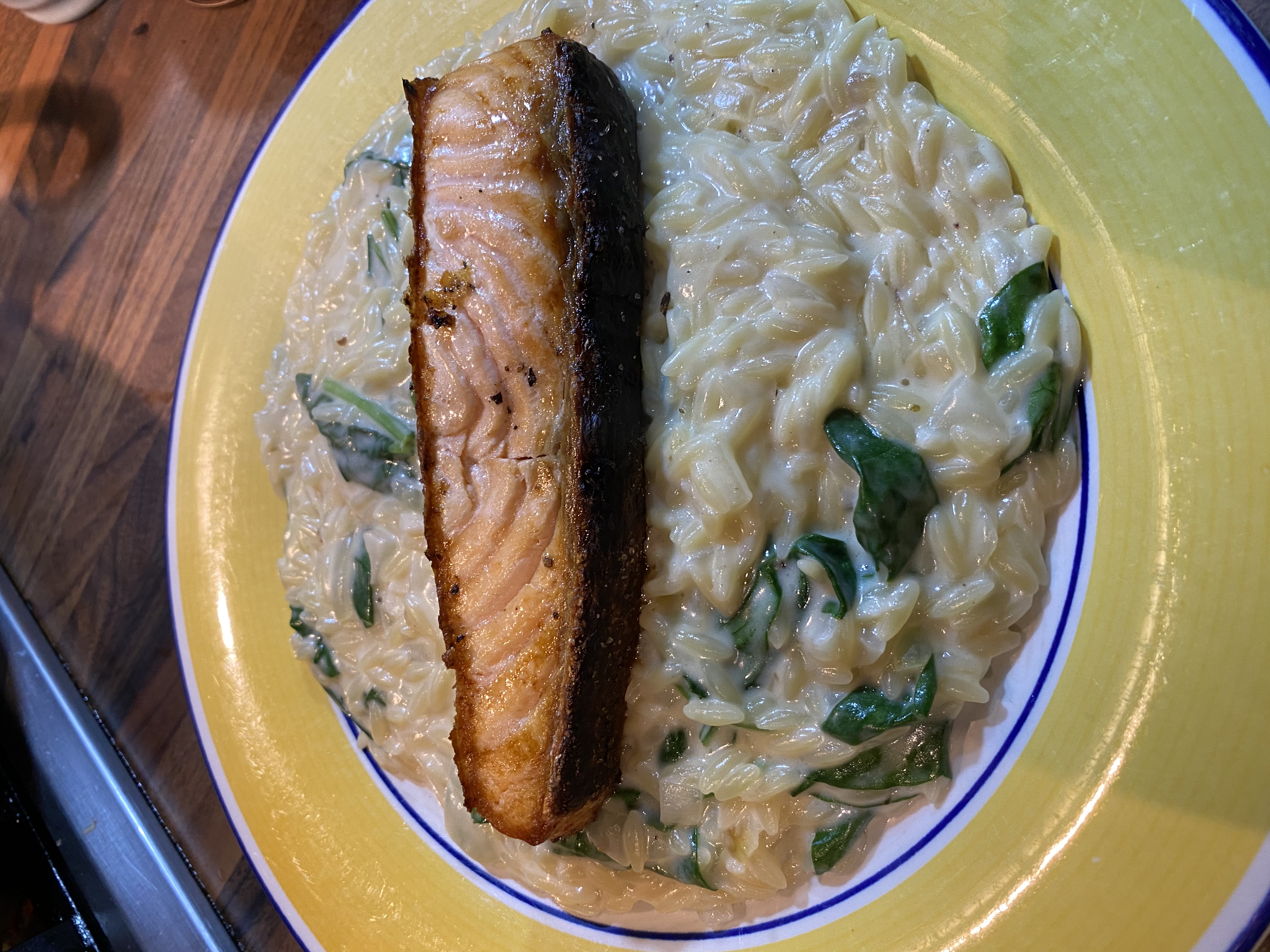 Creamy Salmon & Spinach Orzo