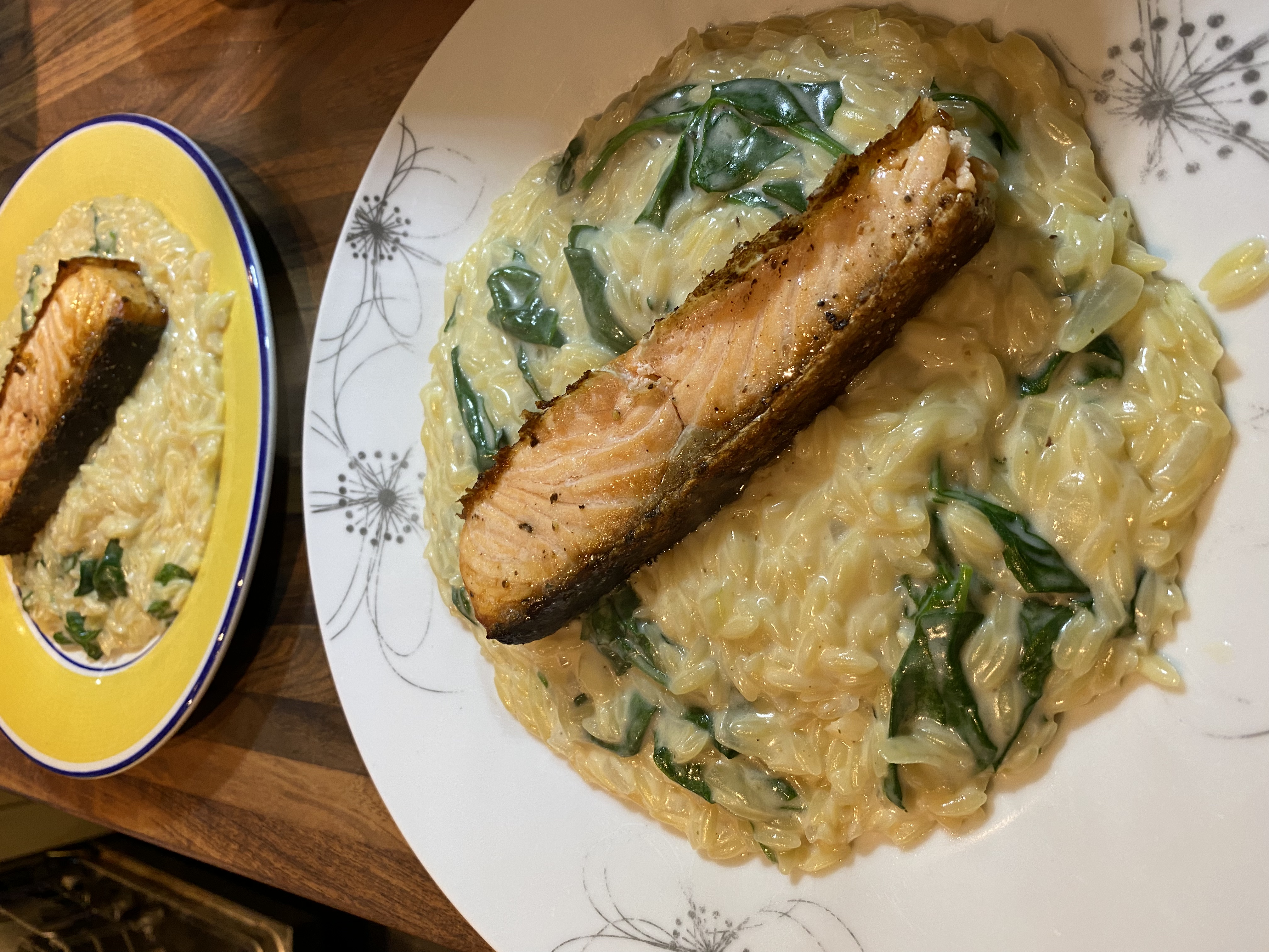 Creamy Salmon & Spinach Orzo