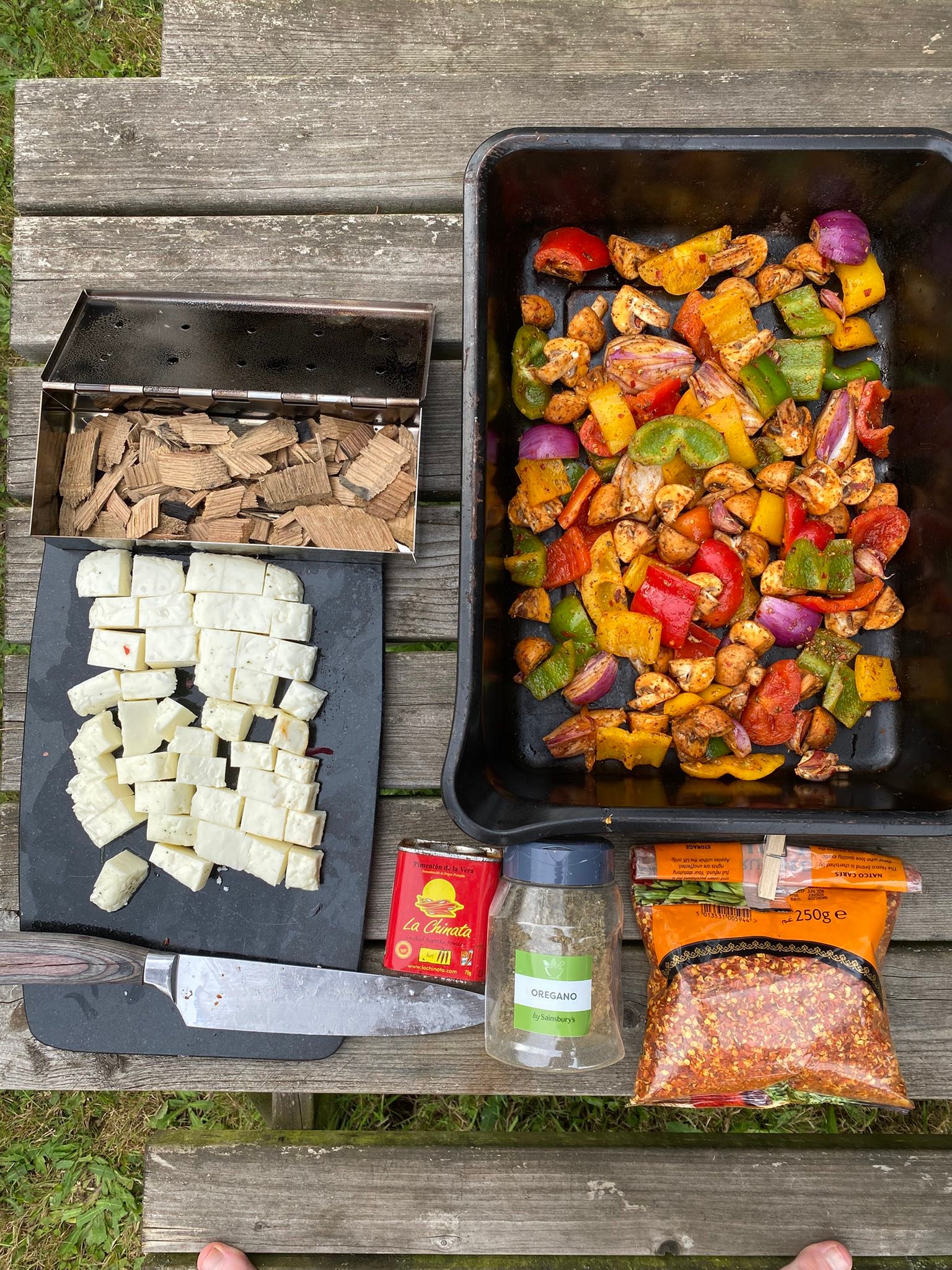 Smoked Halloumi & Veg Kebabs with Coleslaw
